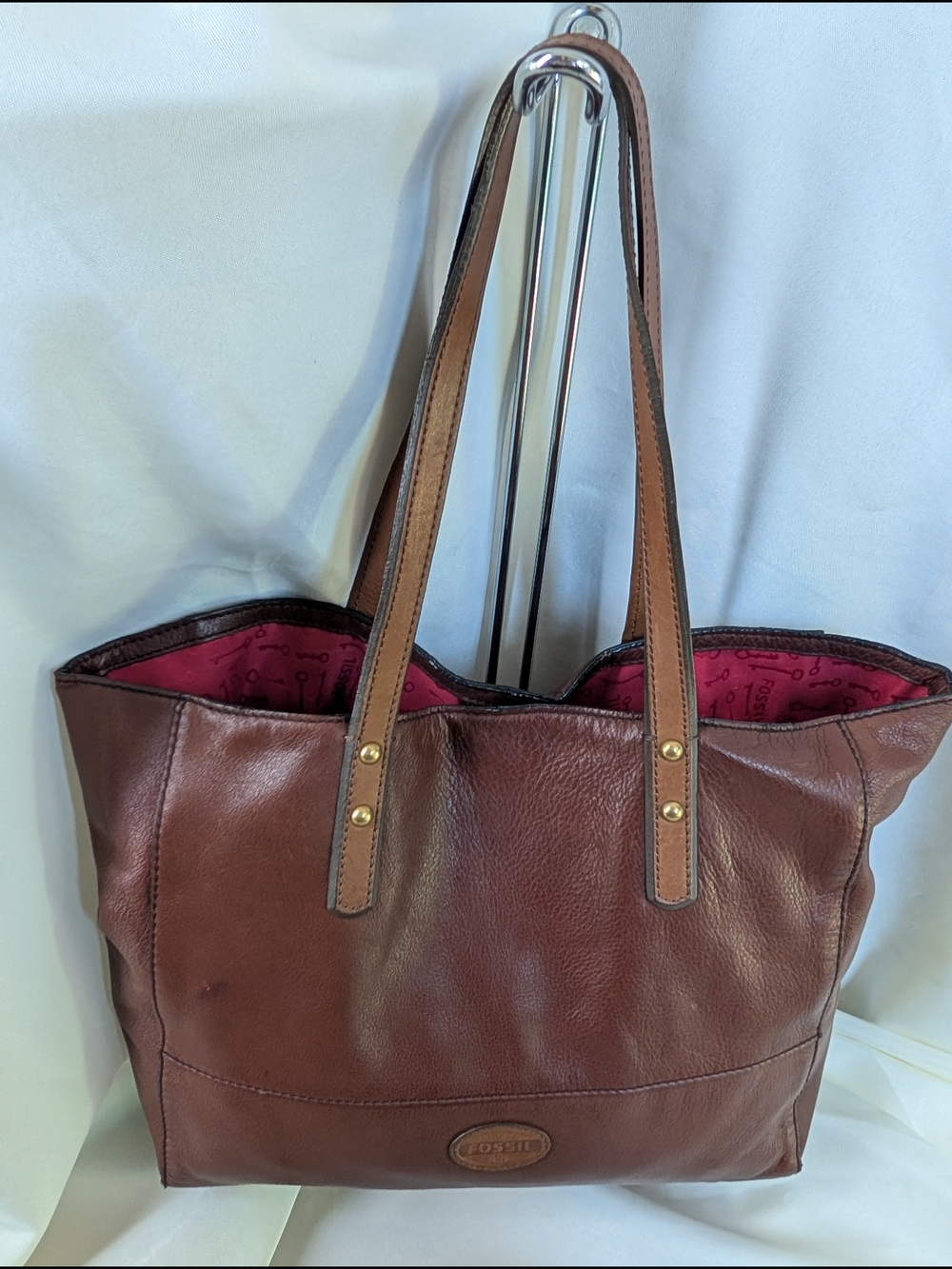 Fossil Zoey Brown Pebbled Leather Classic Large Tote Shopper